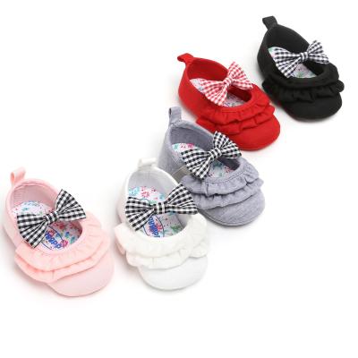 China Summer New style Cotton fabric Bowknot girl slip on Soft sole girl baby shoes for sale