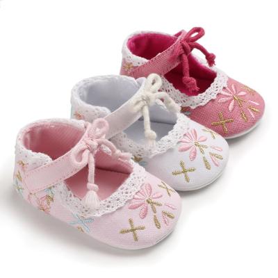 China Hot selling cheap Cotton fabric Flower print 0-2 years girl Princess shoes for baby for sale