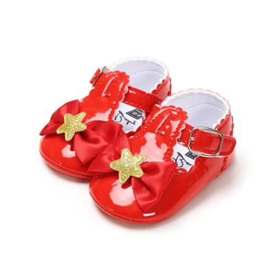 China Wholesale Cheap PU Leather Button bowknot 0-2 years baby Holiday party baby shoes toddler for sale