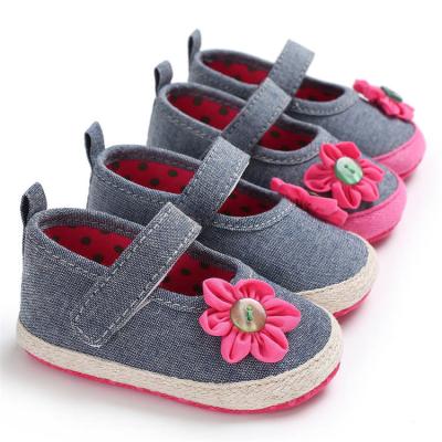 China Wholesale Canvas Flower button 0-2 years Casual baby shoes for girl for sale