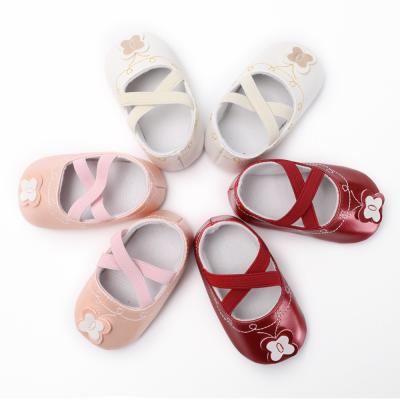 China Special design PU Leather upper Butterfly 0-2 years baby Party ballet girl baby shoes for sale