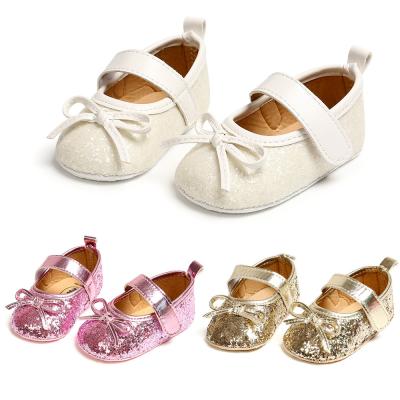 China New fashion Flash Pu gold beautiful princess dress baby girl shoes for sale