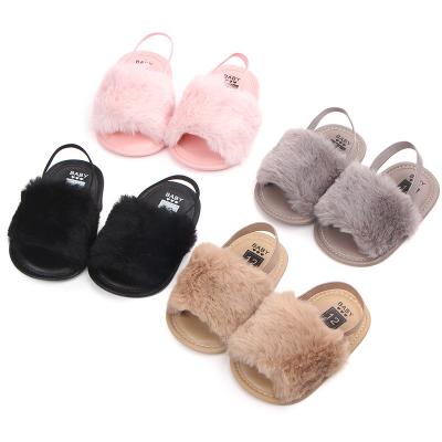 China New designed cheap Faux fur soft cotton sole anti-slip prewalker outdoor baby sandals for sale