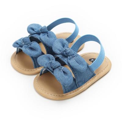 China Low MOQ Cotton fabric Bowknot Slipper Newborn baby sandals for sale