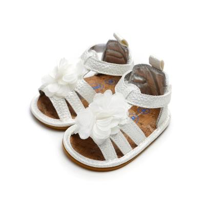 China PU Leather shoes Lace flower Wedding party baby barefoot Toddler sandals for girl for sale