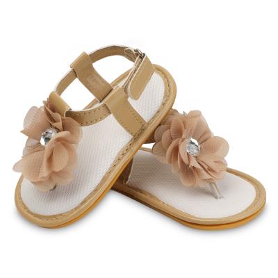 China Simple designed PVC upper rubber sole Flower lace 0-18 months Holiday baby girl sandals for sale