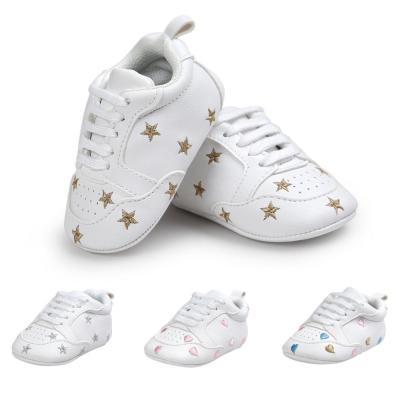 China Amazon hot PU Leather sneakers white casual boy shoes new born kids first walking shoes baby boy for sale