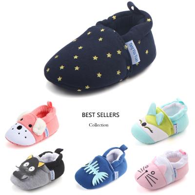 China 10 colors Cotton fabric animal lovely boy girl breathable infant baby shoes cotton for sale