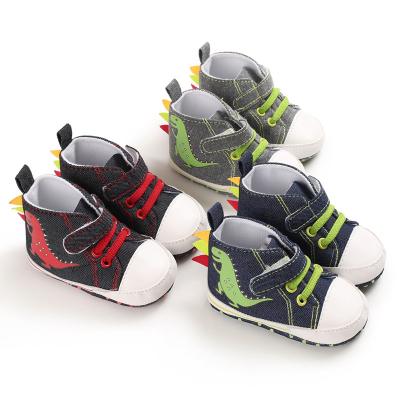 China Wholesale Cheap Canvas Dinosaur animal prewalker outdoor antislip boy baby shoes for sale