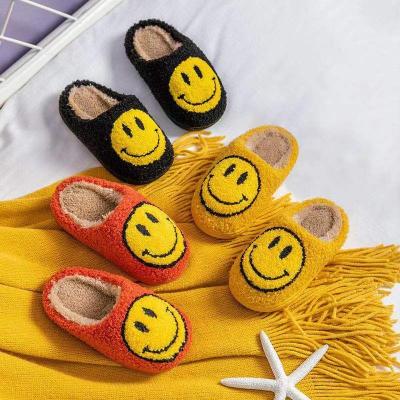 China CIXI AIDA Wholesale fashion trend kids ladies cute smiling big size winter slipper pattern face indoor flat warm home for kids slipper for sale