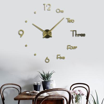 China 2020 Nordic BREF Wall Clock 3D DIY Large Wall Clock Modern Design Wall Sticker Clock Decor Silent Acrylic Mirror Home Living Room New for sale