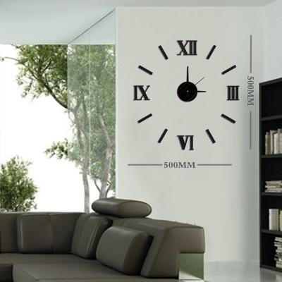 China DIY Style Antique Modern Fashion Creative Wall Clock Stick EVA Black Roman Decoration Numeral Clock 10ES033 for sale