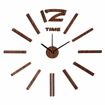 China Newcomer 10EW103 fashion EVA sticker fashion kitchen antique color wooden wall clock large decorative diy 3d wall clock for sale