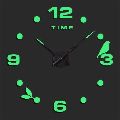 China LUMINOVA 70CM-120CM 70CM-120CM Big Sticker EVA Bird 3D DIY Large Decorative Wall Clock Hot Sale Luminous Wall Clock for sale