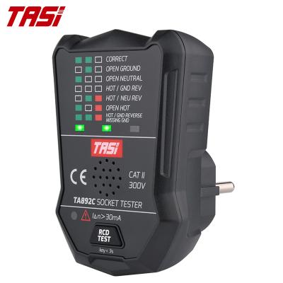 China Yes TASI TA892C 175V~250V Voltage Tester RCD GFCI Voice Tester EU Plug In European Wall Socket Tester for sale