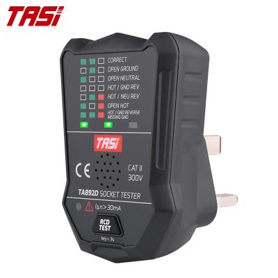 China Yes TASI TA892D 175V~250V Voltage Tester Voice RCD GFCI Tester UK Plug In UK Wall Socket Tester for sale