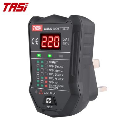 China TASI TA893D 175V~250V Voltage Tester RCD GFCI Tester UK Plug UK Wall Socket Tester 87x58x63mm for sale