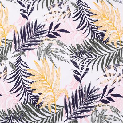 China Anti Pill 55/56 Inch Wide 3068 Tropical Hawaiian 30S Leaves Printed Plain Woven Viscous Rayon Fabric For Dress for sale