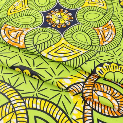 China 100% African chiganvy super wax cotton anti-static fabric in Dutch green color by the yard for sale