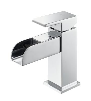 China Waterfall Wash Basin Faucet LED light Hot and Cold Water Supply for sale