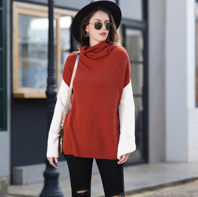 China Winter Anti-pilling Color Loose Quilting Oversized Sweater Plus Size Neck Womens Knitted Turtle Sweater for sale