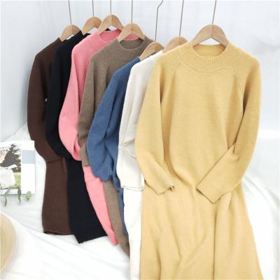 China Plus Size Anti Pilling Oversized Sweater Long Knitted Casual Dresses For Women for sale