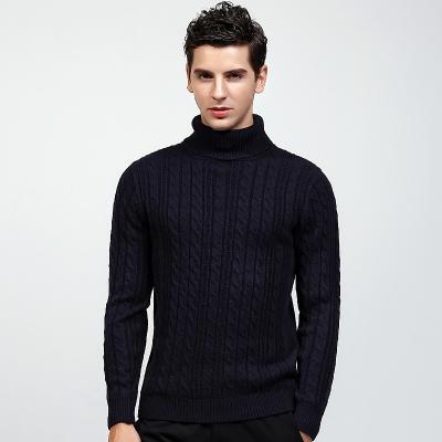 China OEM&ODM Gentleman Cotton Acrylic Anti-Shrink Cable Knit Turtle Neck Mens Sweater Pullover for sale