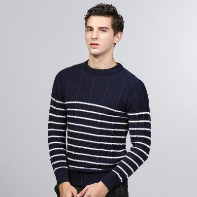 China Winter Autumn For Men OEM Anti-Shrink Cable Knit 100% Cotton Crewneck Mens Pullover Sweater for sale