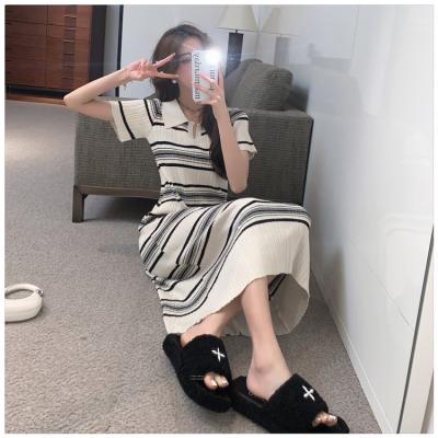 China New large size breathable chiffon dress women's long skirt vacation beach dress Europe and American 2019 spring and summer pink purple blue for sale