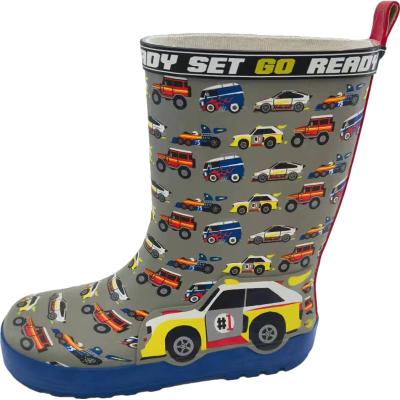 China High Quality Fashion Trend Gray 3D Car Decorating Non-slip Comfortable Girls/Boys Rain Rubber Shoes For Kids/Toddler/Kids for sale