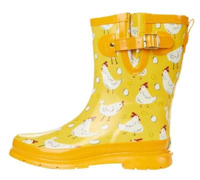 China Newest Ladies Ladybug Women Adult Cuf Waterproof Rubber Waterproof Custom Chicken Mid Tall Rain Boots for sale