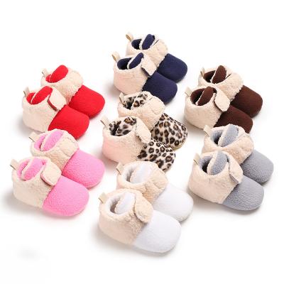 China The other 2022 winter plush leopard baby boot soft sole warm infant shoes newborn cute furry baby shoe Amazon hot sale for sale