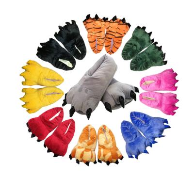 China 2021 Trend Fashion Cartoon Paws Winter Plush Slippers Plush Animal Warm Men Women's Slippers Christmas Slide Slippers Indoor Home Shoes for sale