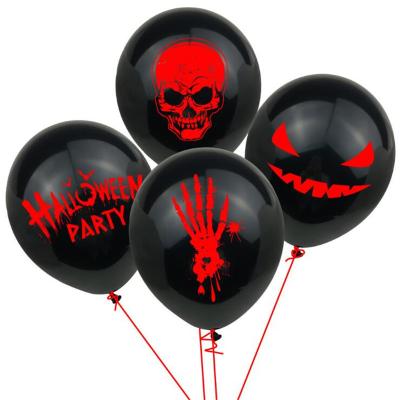 China 10PCS/BAG Halloween Latex Party Balloon 12 Inch Skeleton Black Latex Balloon Printing Balloon Party Decoration Amazon Wholesale 2022 for sale