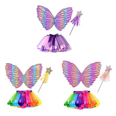 China Lovely unicorn sequin Unicorn Dress Wings Wand Girls rainbow the lovely colors princess Cosplay Suits kids dress party costume for sale