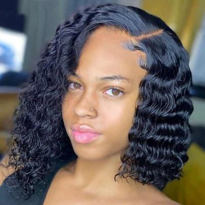 China Deep Wave Unprocessed Brazilian Virgin Human Hair Deep Wave Lace Front Wigs Raw Hair Wholesale Deep Wave Bob Wigs for sale