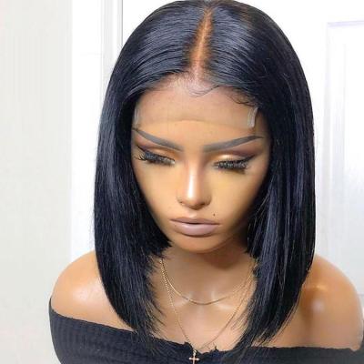 China Brazilian Hair Bob Wigs Human Hair Wigs 4x4 Straight Lace Closure Bob Wigs With Baby Hair For Black Women for sale