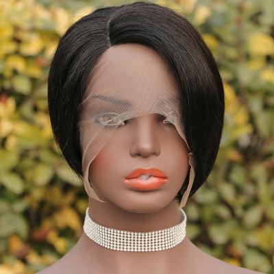 China Straight Pixie Cut Wigs Short Human Hair Wigs For Raw Indian Color Women Hair Lace Wigs T Part for sale