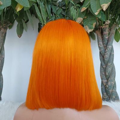 China Virgin Straight Cuticle Aligned Orange Lace Front Human Hair Bob Wigs Bob HD 13x4 Short Hair Color For Black Women for sale