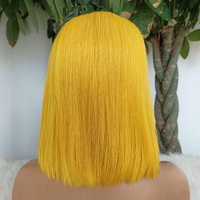 China Wholesale Straight 13x4 Lace Frontal Yellow Colored Lace Front Bob Wig Brazilian Hair Vendor Bob Wigs Human Hair Wigs for sale