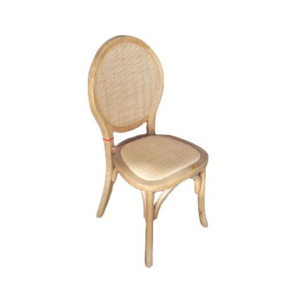 China Traditional Elm Wood Natural Color Louis Stackable Wooden Dinning Chair with Cane Back to Marry for sale