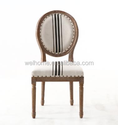 China European Modern Wash White Oak Dining Chair French Wooden Wedding Louis Chair for sale