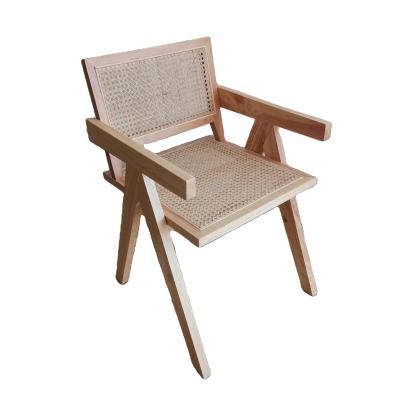 China Jeanneret modern handmade floating armchair in natural color with rattan seat for sale