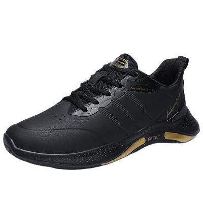 China XIDISO Durable Men's Autumn And Winter Sports Black Waterproof Shoes Leather Trim Non-slip Casual Soft Sole Running Shoes for sale