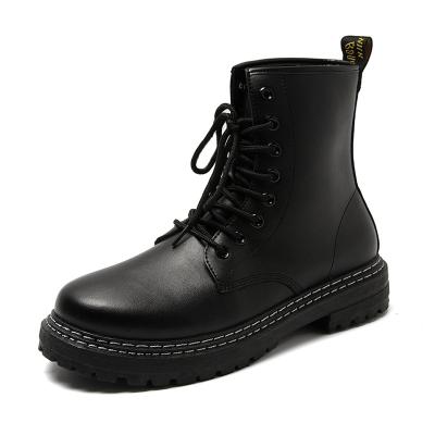 China Fashion trend men's shoes 2021 new trend handsome men's all-match leather boots high top autumn casual motorcycle black for sale