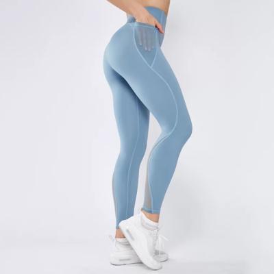 China 2021 Anti-Static Yoga Pants Women's High Waist Workout Leggings Quick-drying Elastic Solid Color Fitness Tight Pants for sale