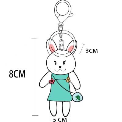 China Custom Mini Size Plush Toy Small Cute Rabbit Animal Plushie Key Chain With Key Ring For Kids Go To School Easter Bunny Gifts for sale