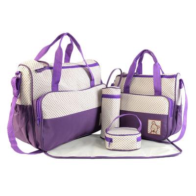 China 2022 High Quality Wholesale Multifunctional No Moq Baby Care 5 Pieces Diaper Bag Set Set Mommy Multifunctional Bag Waterproof Diaper Bag for sale