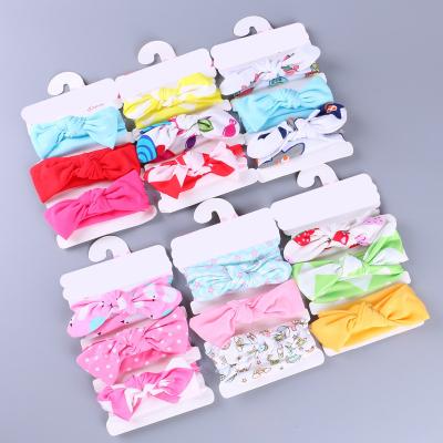 China 3pcs/set Baby Headband Baby New Fashion Big Hair Bow Headbands Newborn Soft Cloth Hair Bands Sets Hair Accessories for sale