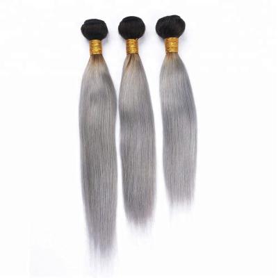 China Wholesale 1B Gray Ombre Color Straight Neo Brazilian Virgin Hair Silky Straight 100% Human Hair Weave Bundles With Lace Silk Headband for sale